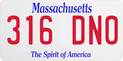 MA license plate 316DN0