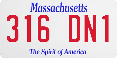 MA license plate 316DN1