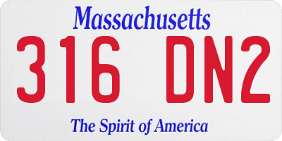 MA license plate 316DN2