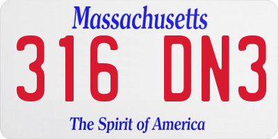 MA license plate 316DN3