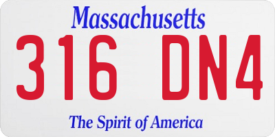 MA license plate 316DN4