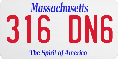 MA license plate 316DN6