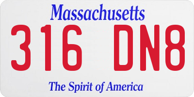 MA license plate 316DN8