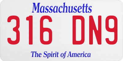 MA license plate 316DN9
