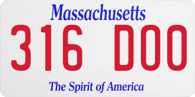 MA license plate 316DO0