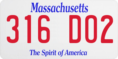 MA license plate 316DO2