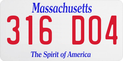 MA license plate 316DO4