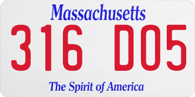 MA license plate 316DO5