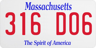 MA license plate 316DO6