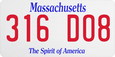 MA license plate 316DO8