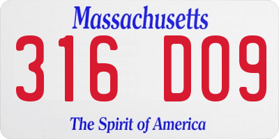 MA license plate 316DO9