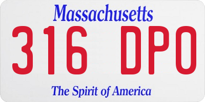 MA license plate 316DP0