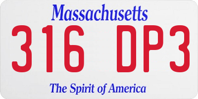 MA license plate 316DP3