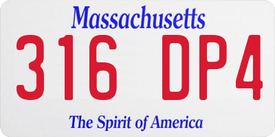 MA license plate 316DP4