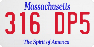 MA license plate 316DP5