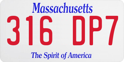MA license plate 316DP7