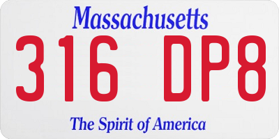 MA license plate 316DP8