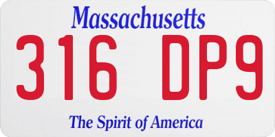 MA license plate 316DP9