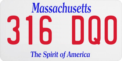 MA license plate 316DQ0