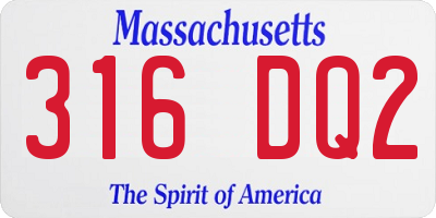 MA license plate 316DQ2
