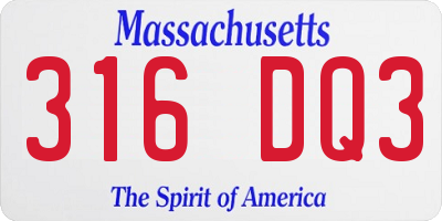 MA license plate 316DQ3