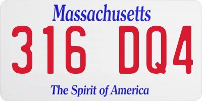 MA license plate 316DQ4