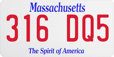 MA license plate 316DQ5