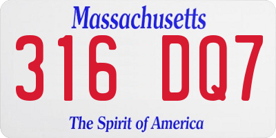 MA license plate 316DQ7
