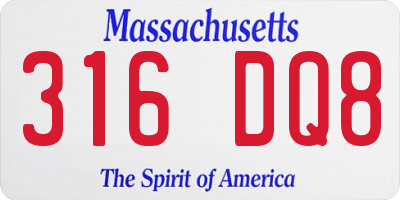 MA license plate 316DQ8