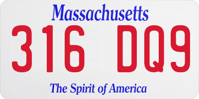 MA license plate 316DQ9