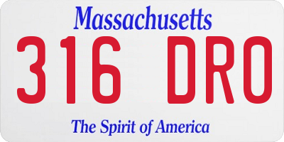 MA license plate 316DR0