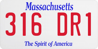 MA license plate 316DR1