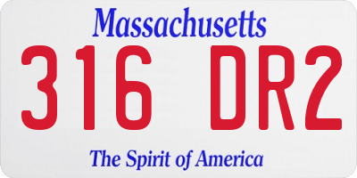 MA license plate 316DR2
