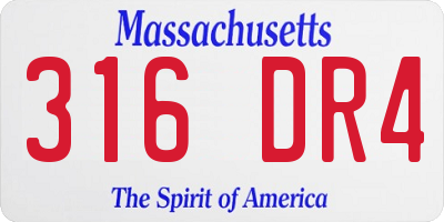 MA license plate 316DR4
