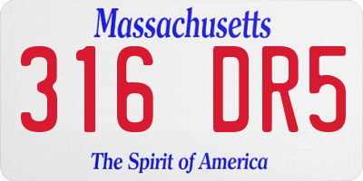 MA license plate 316DR5