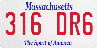 MA license plate 316DR6