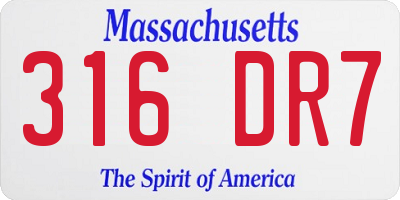 MA license plate 316DR7