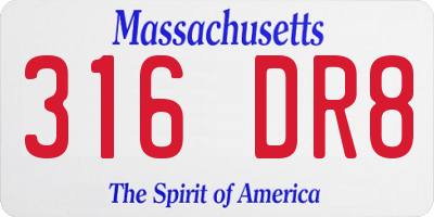 MA license plate 316DR8
