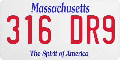 MA license plate 316DR9