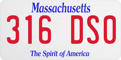 MA license plate 316DS0