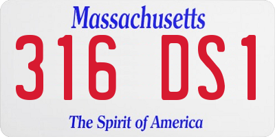 MA license plate 316DS1