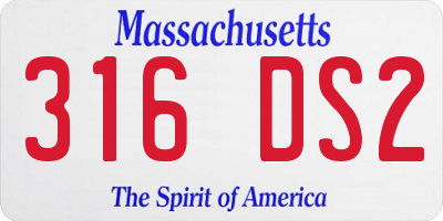 MA license plate 316DS2