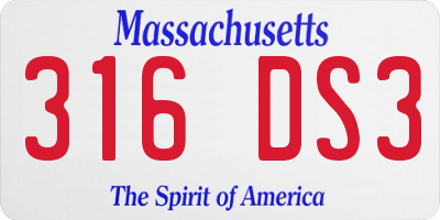 MA license plate 316DS3