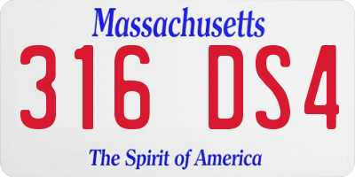 MA license plate 316DS4