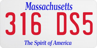 MA license plate 316DS5