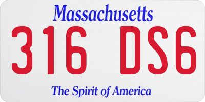 MA license plate 316DS6