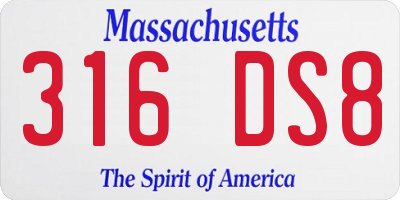 MA license plate 316DS8