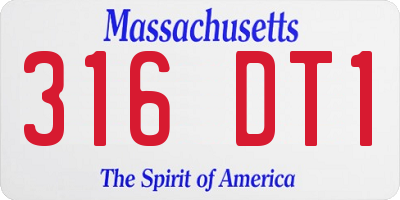 MA license plate 316DT1