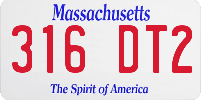 MA license plate 316DT2