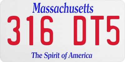 MA license plate 316DT5